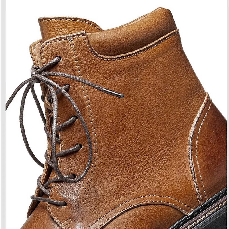 Botas Masculinas Pele Carneiro Chique Vintage Em Dois Tons - Marrom