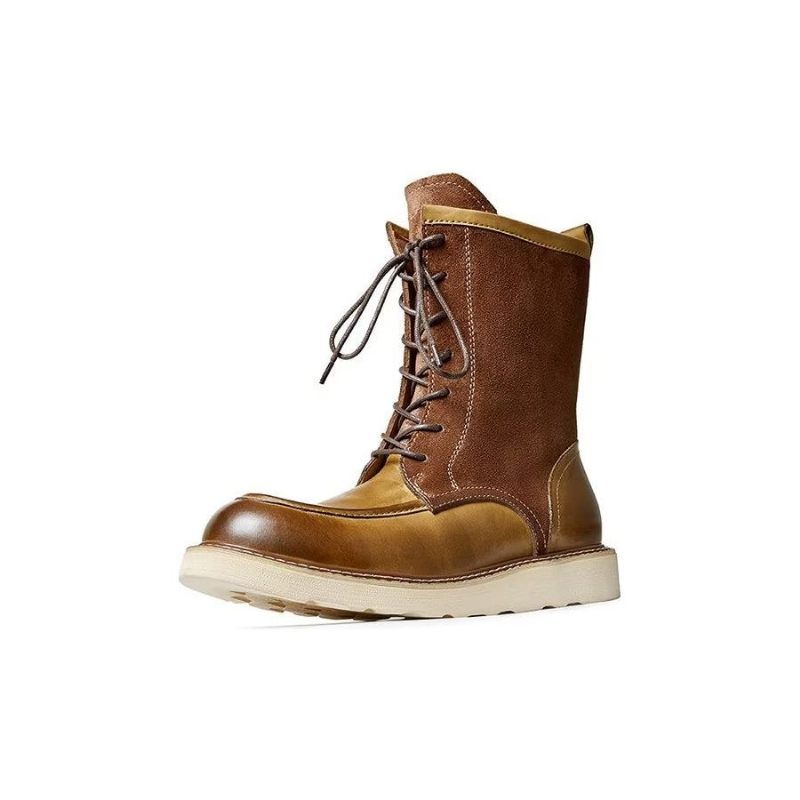 Botas Masculinas Pele Carneiro Chique Vintage Embelezadas - Marrom 