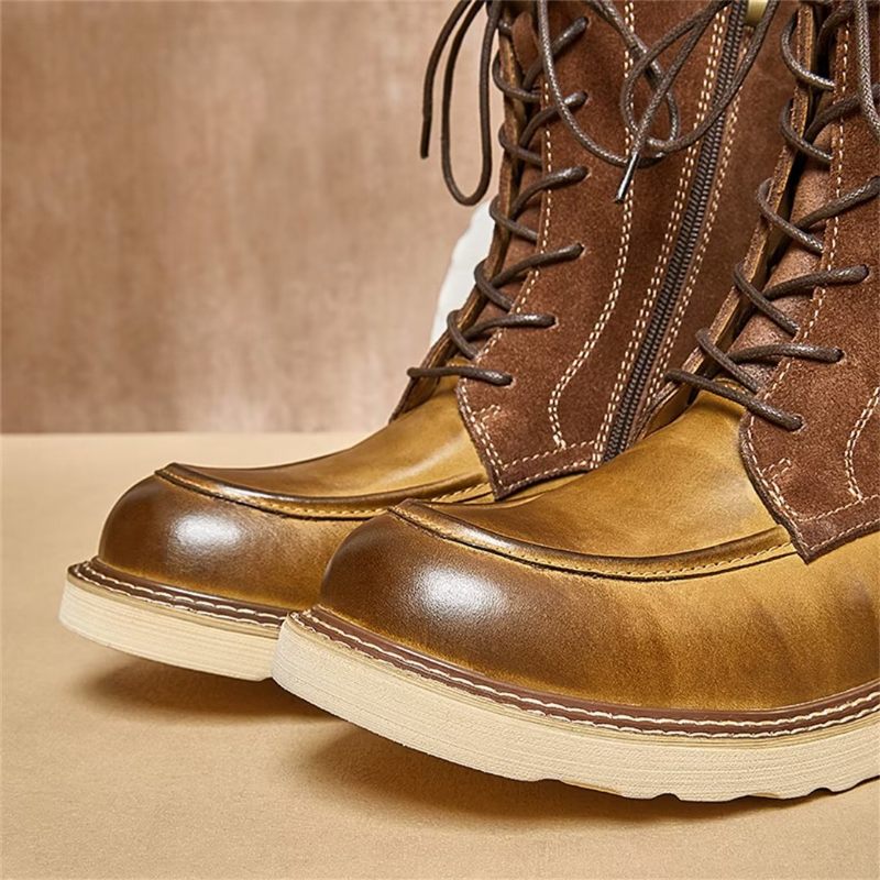 Botas Masculinas Pele Carneiro Chique Vintage Embelezadas - Marrom 