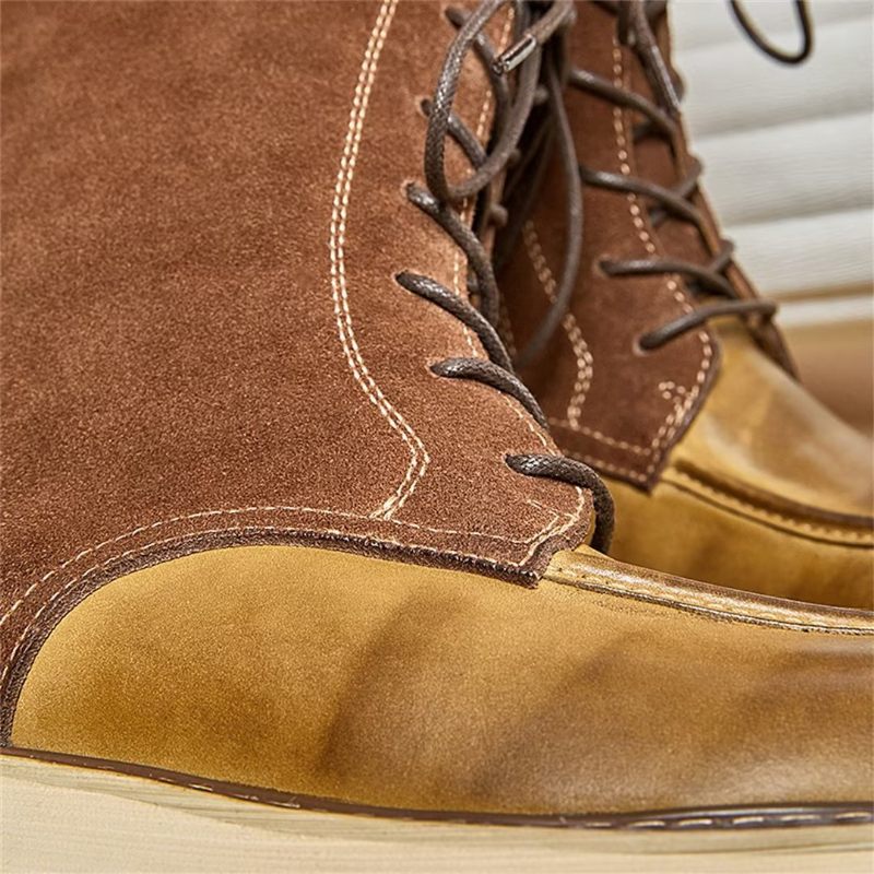 Botas Masculinas Pele Carneiro Chique Vintage Embelezadas - Marrom 