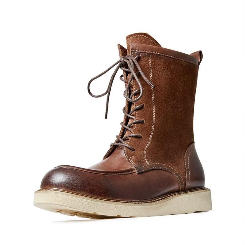 Botas Masculinas Pele Carneiro Chique Vintage Embelezadas -  Cáqui