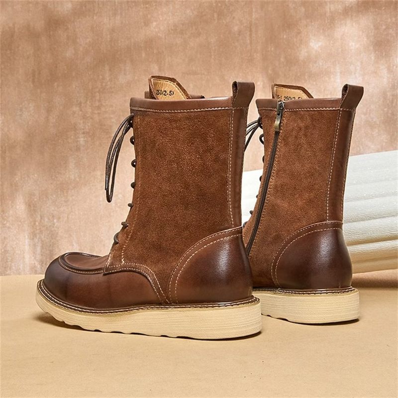 Botas Masculinas Pele Carneiro Chique Vintage Embelezadas -  Cáqui