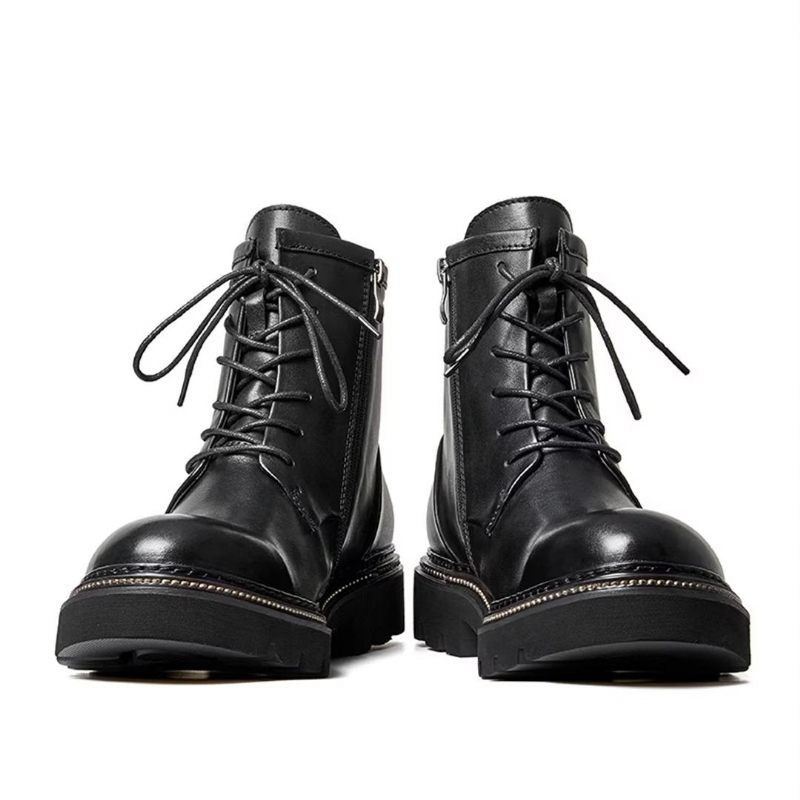 Botas Masculinas Pele Carneiro Chique Vintage Grossas - Preto