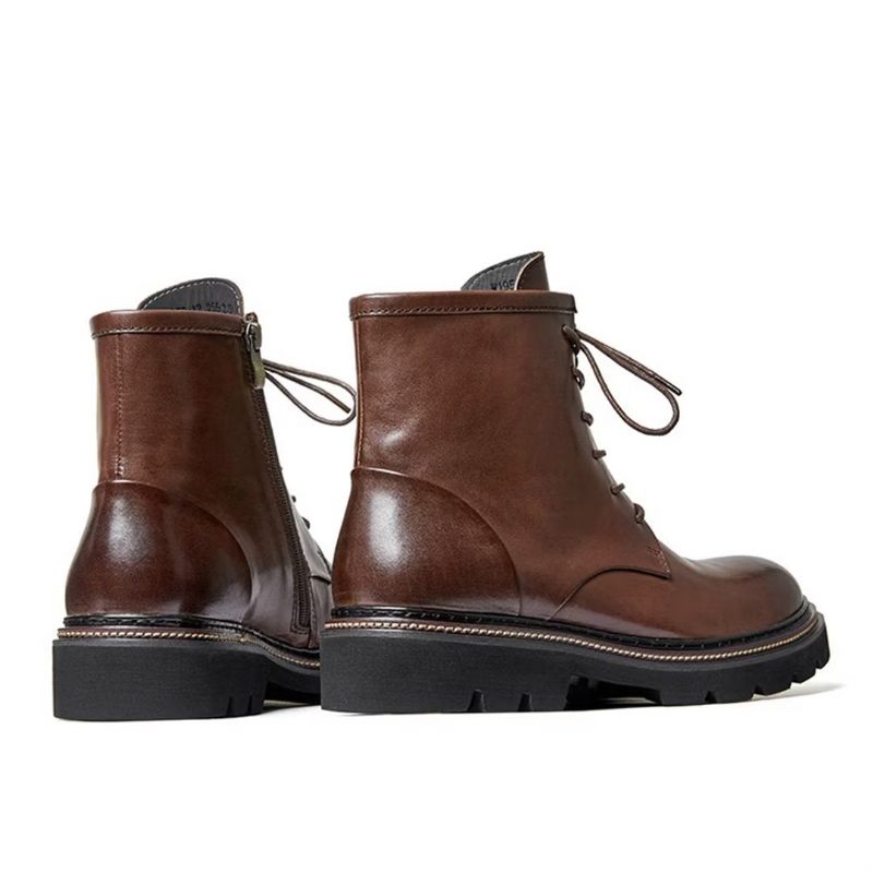 Botas Masculinas Pele Carneiro Chique Vintage Grossas - Marrom