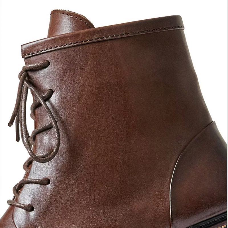 Botas Masculinas Pele Carneiro Chique Vintage Grossas - Marrom