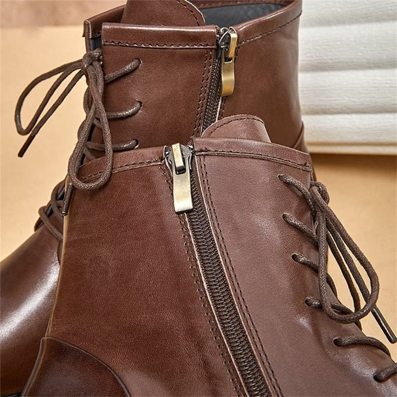 Botas Masculinas Pele Carneiro Chique Vintage Grossas - Marrom