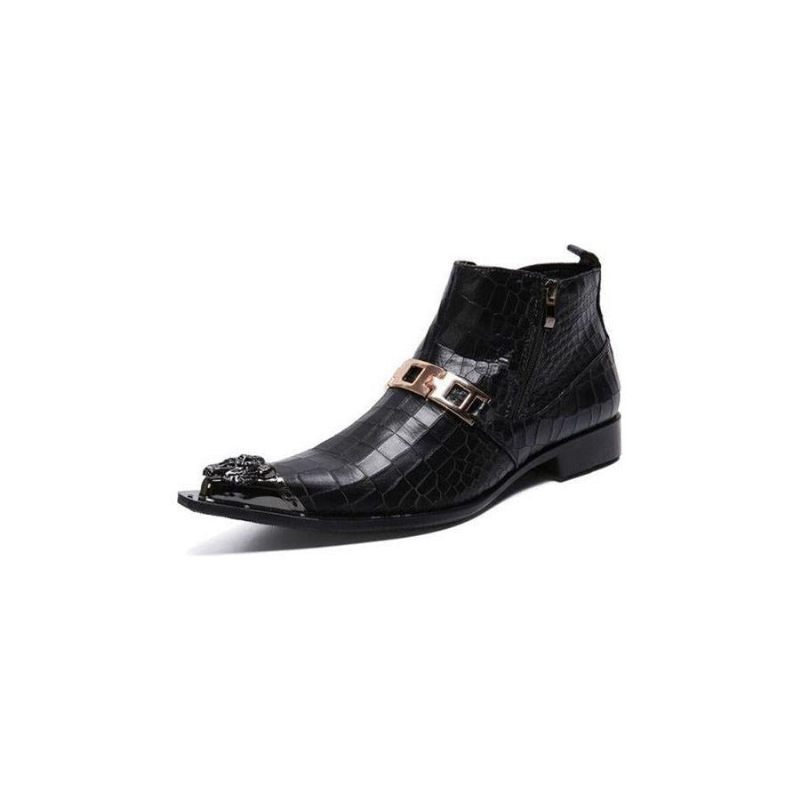 Botas Masculinas Pele Cobra Chique Ocidental - Preto