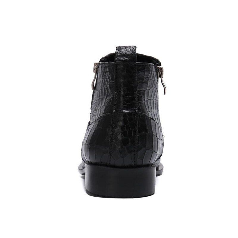 Botas Masculinas Pele Cobra Chique Ocidental - Preto