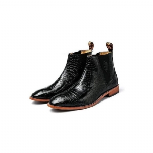 Botas Masculinas Pele Cobra Chiques E Pontiagudas Chelsea Ankle Boots