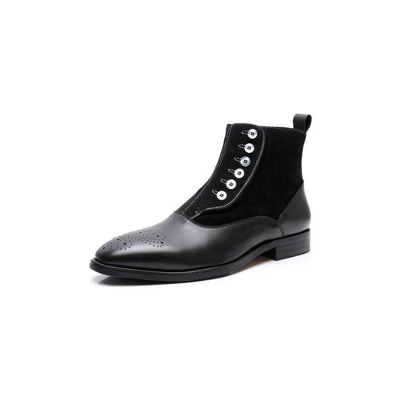 Botas Masculinas Regal Alligator Texture Wingtip Ankle Boots - Preto