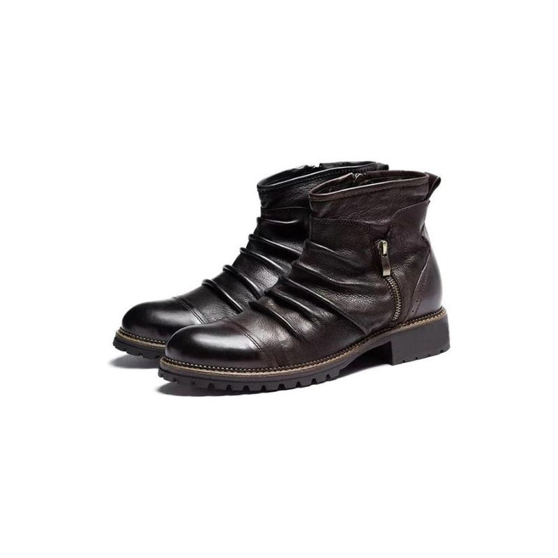 Botas Masculinas Retro Chique Exóticas Com Zíper Tornozelo Motocicleta