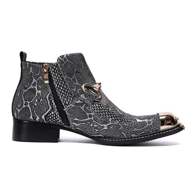 Botas Masculinas Serpenté Mocassins - Prata