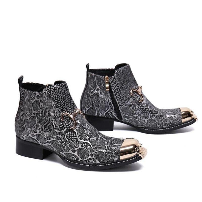 Botas Masculinas Serpenté Mocassins - Prata