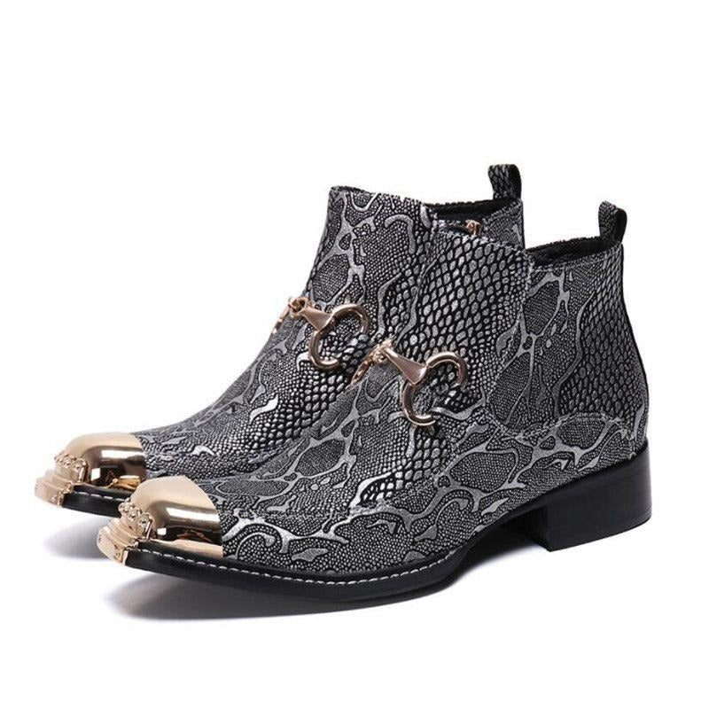 Botas Masculinas Serpenté Mocassins - Prata