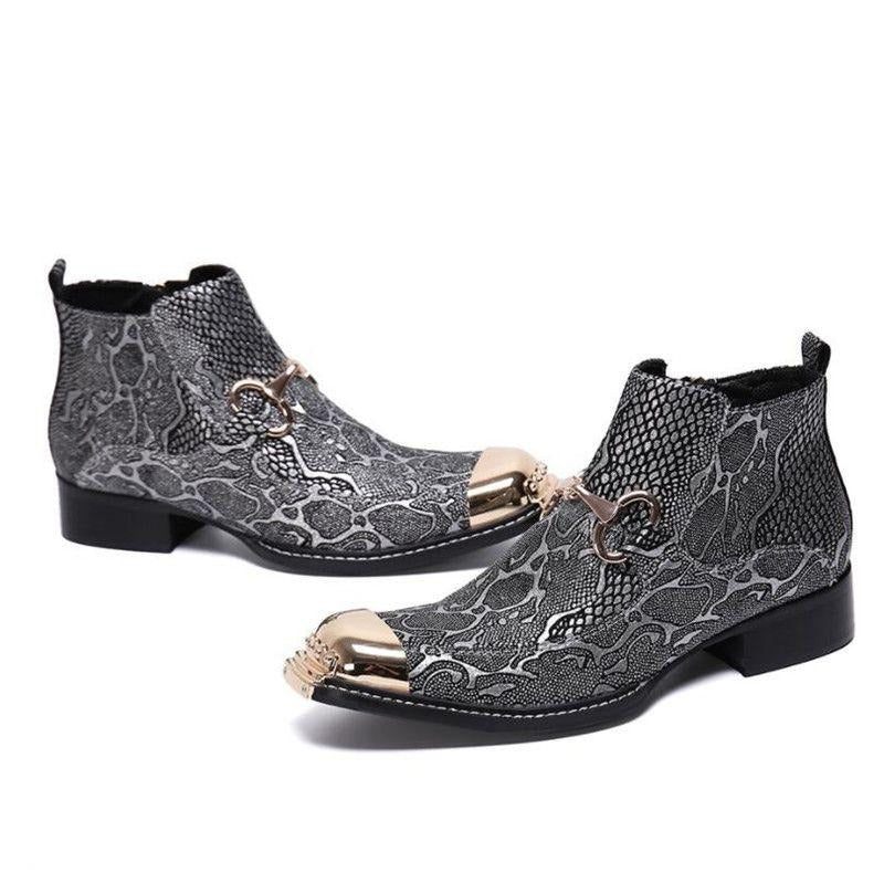 Botas Masculinas Serpenté Mocassins - Prata