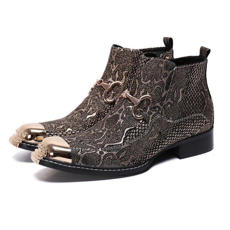 Botas Masculinas Serpenté Mocassins - Ouro