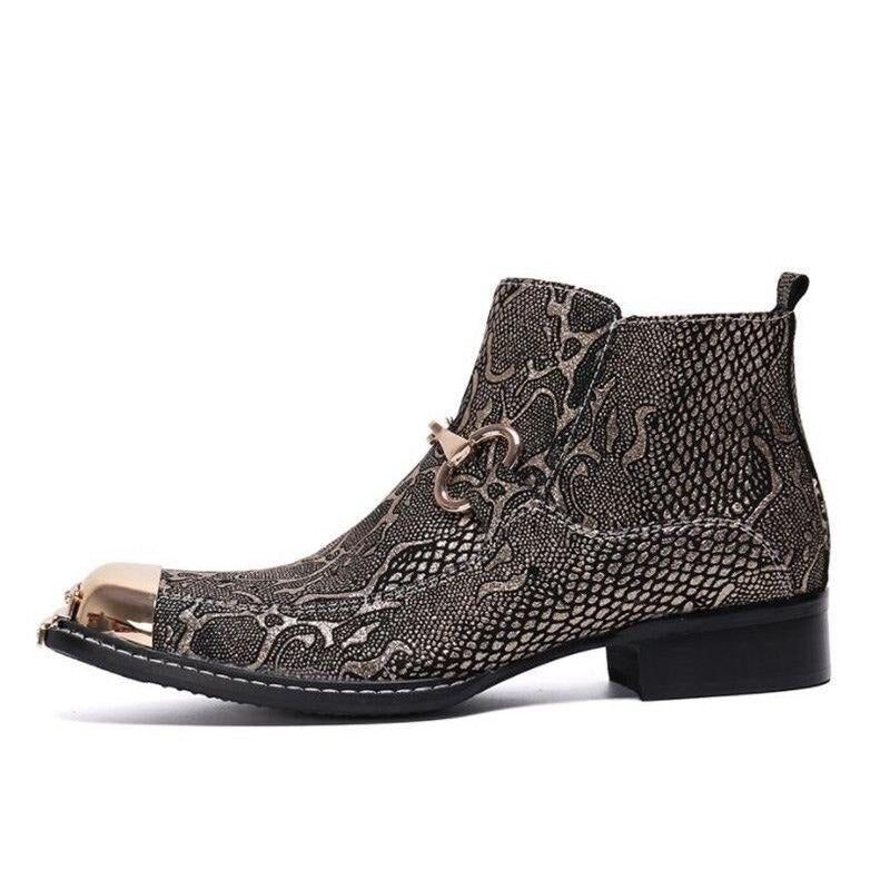 Botas Masculinas Serpenté Mocassins - Ouro