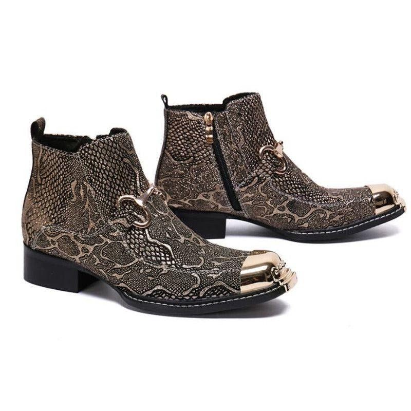 Botas Masculinas Serpenté Mocassins - Ouro