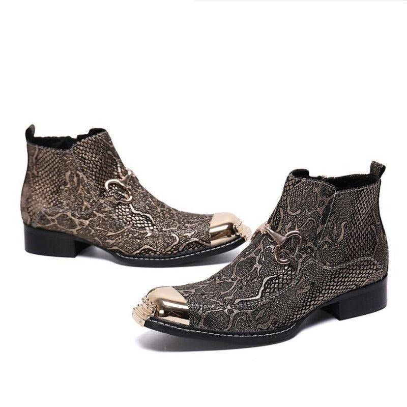 Botas Masculinas Serpenté Mocassins - Ouro