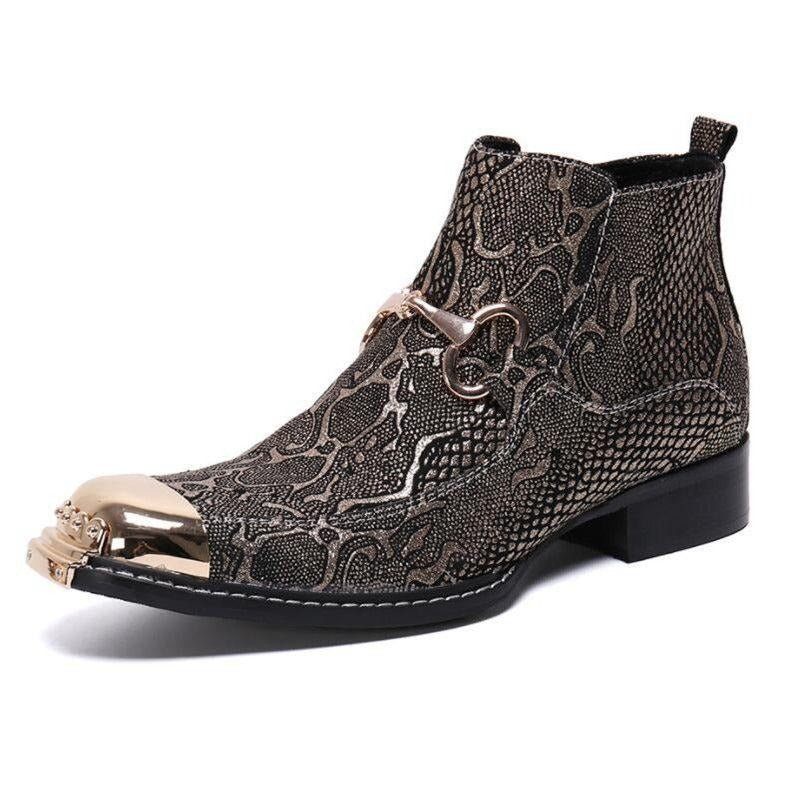 Botas Masculinas Serpenté Mocassins - Ouro