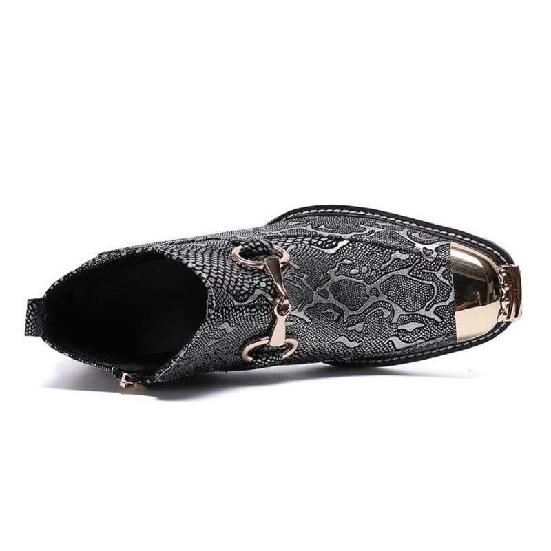 Botas Masculinas Serpenté Mocassins - Prata