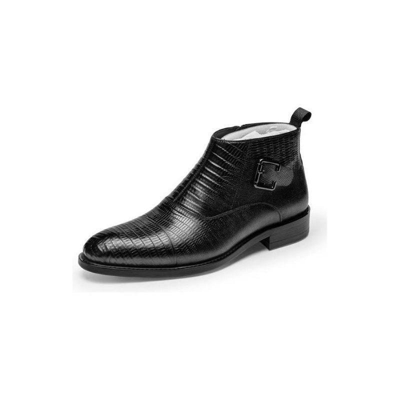 Botas Masculinas Sociais Couro Exótico Luxo - Preto