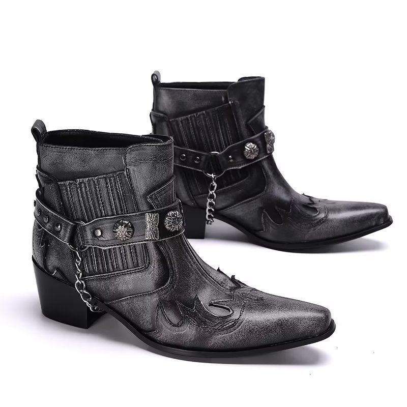 Botas Masculinas Sociais Exóticas - Cinza