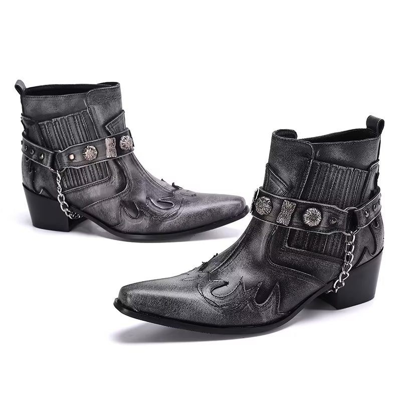 Botas Masculinas Sociais Exóticas - Cinza