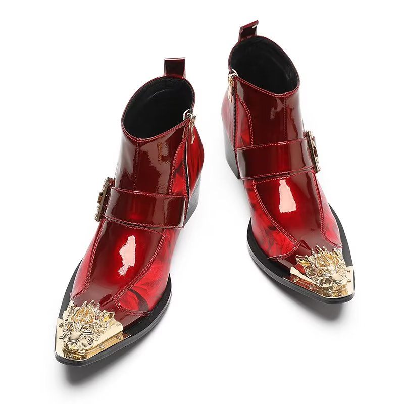 Botas Masculinas Sofisticadas Tornozelo - Vermelho