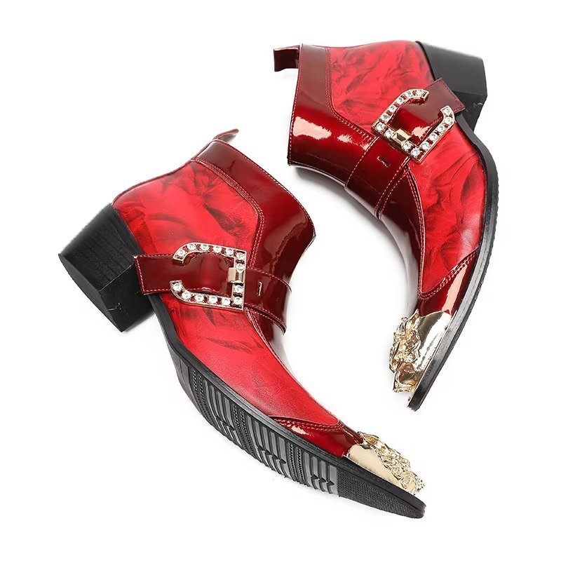 Botas Masculinas Sofisticadas Tornozelo - Vermelho