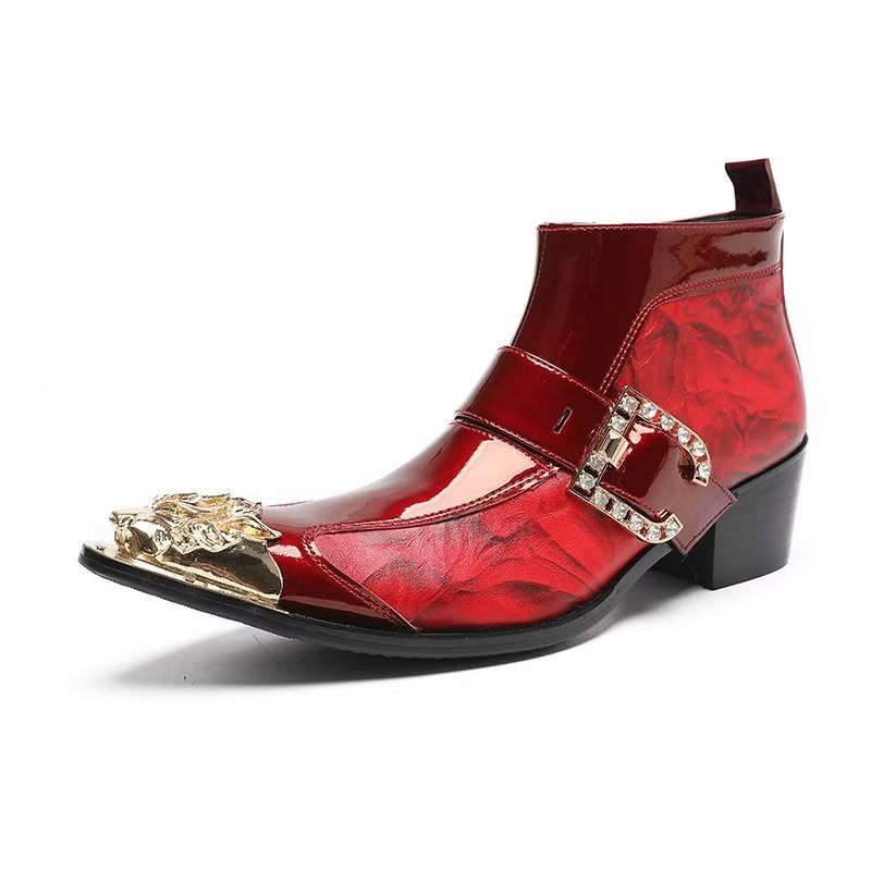 Botas Masculinas Sofisticadas Tornozelo - Vermelho