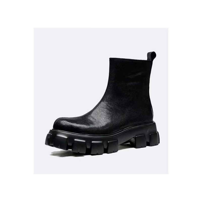 Botas Masculinas Tornozelo Com Zíper Liso - Preto 