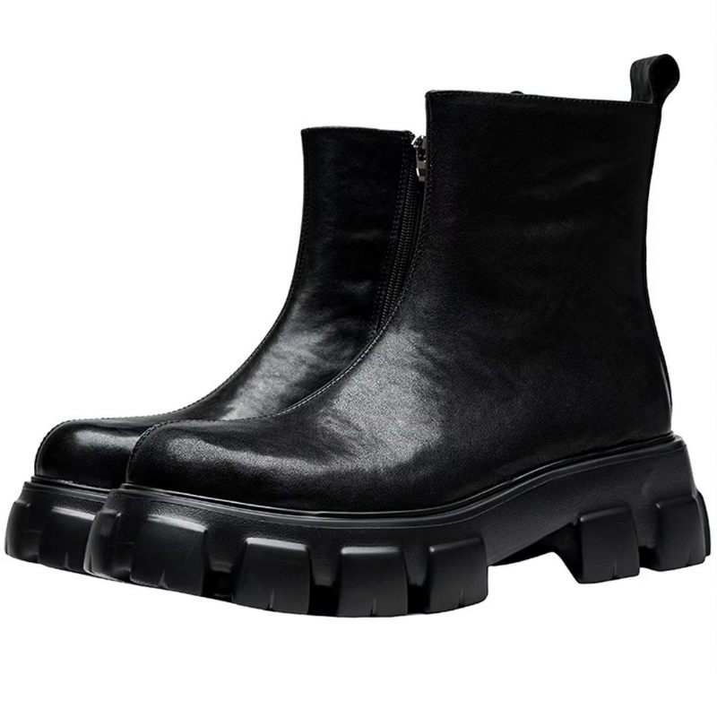 Botas Masculinas Tornozelo Com Zíper Liso - Preto 