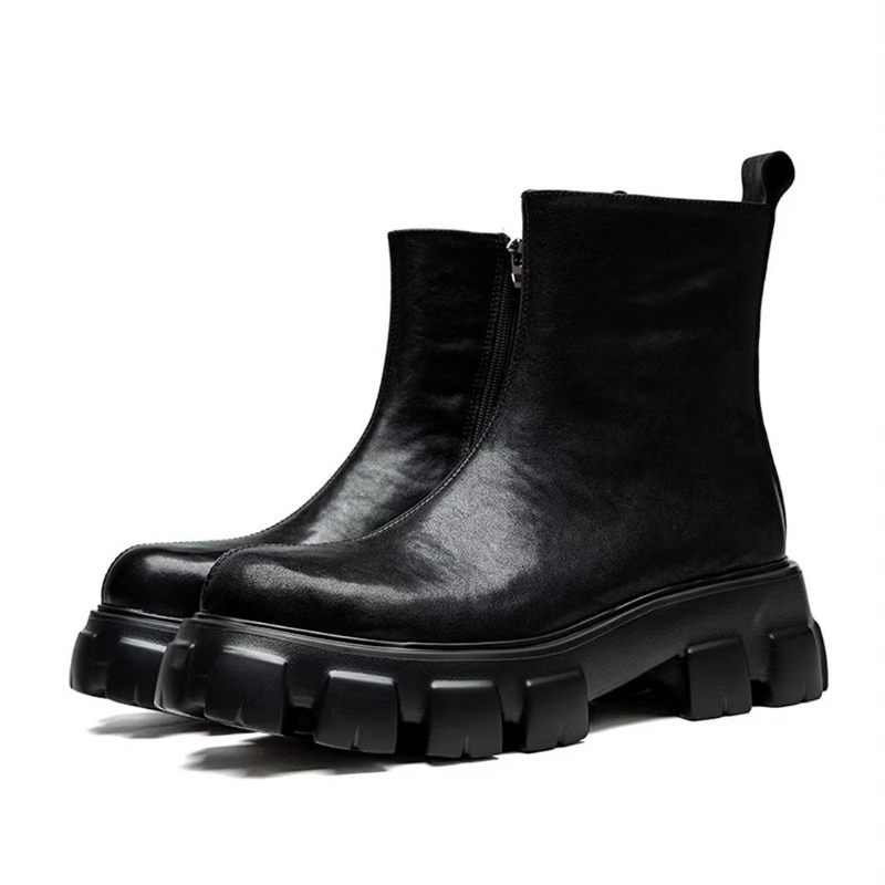 Botas Masculinas Tornozelo Com Zíper Liso - Preto 