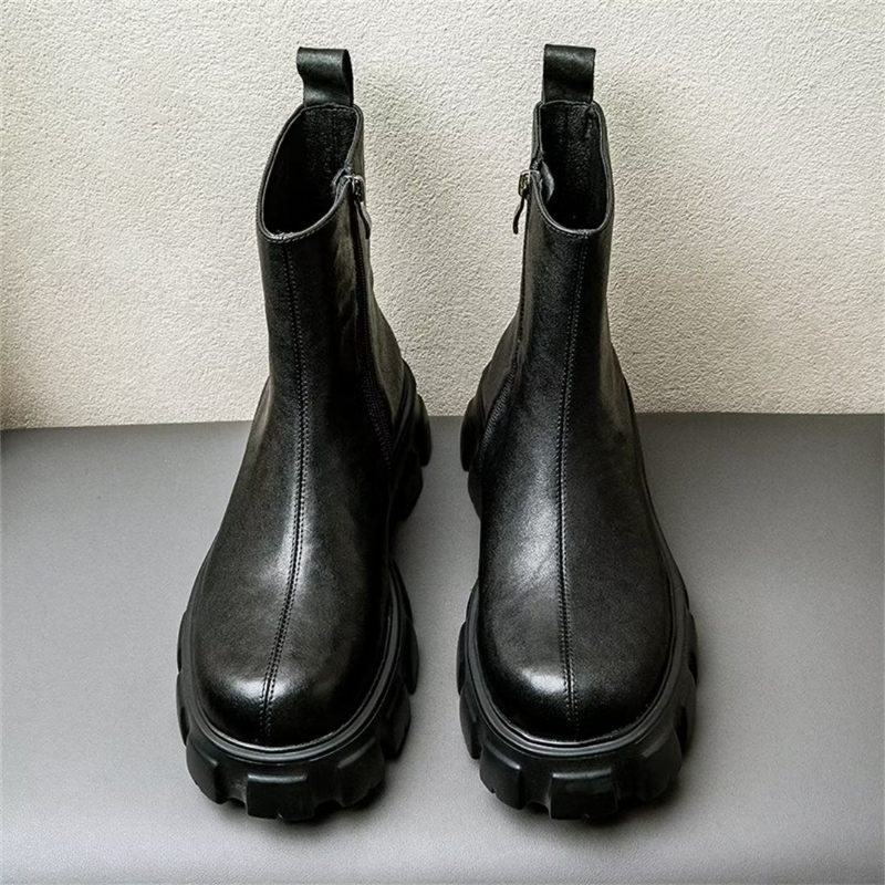 Botas Masculinas Tornozelo Com Zíper Liso - Preto 