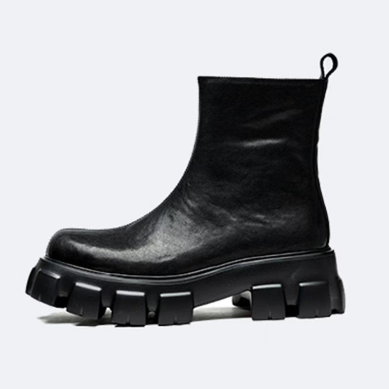 Botas Masculinas Tornozelo Com Zíper Liso - Preto 