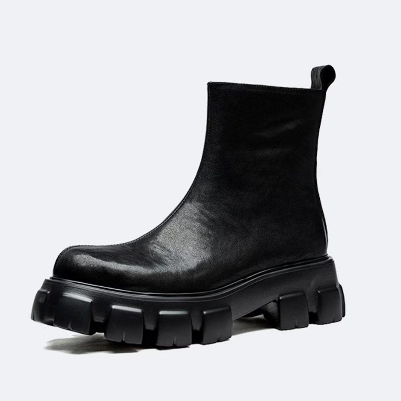 Botas Masculinas Tornozelo Com Zíper Liso - Preto 