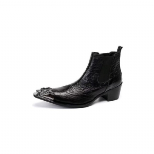 Botas Masculinas Tornozelo Couro Com Textura Crocodilo Luxo