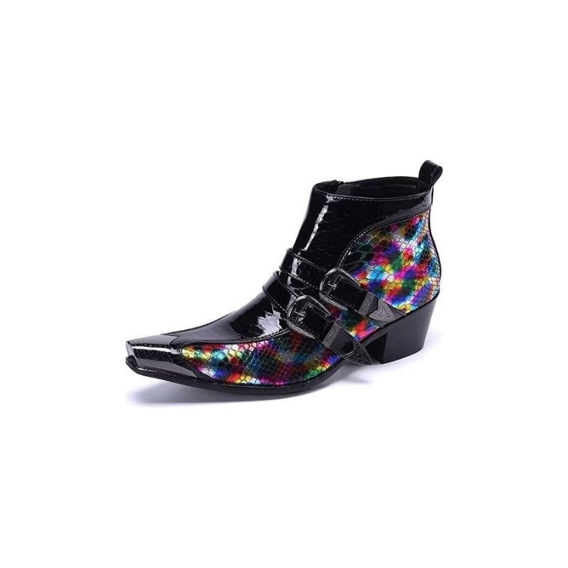 Botas Masculinas Tornozelo Couro Elegância Exótica - Multicolorido