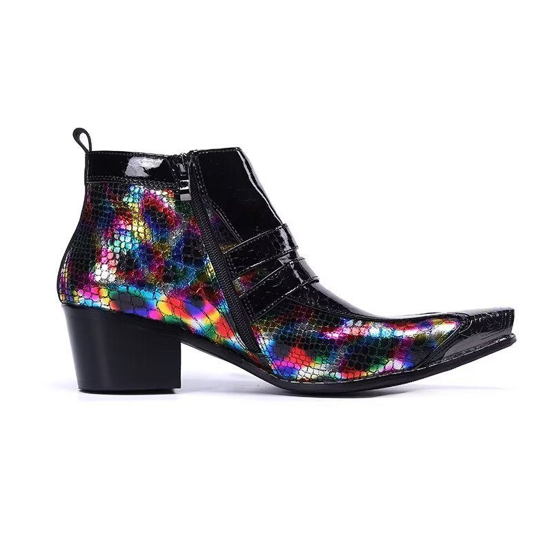 Botas Masculinas Tornozelo Couro Elegância Exótica - Multicolorido