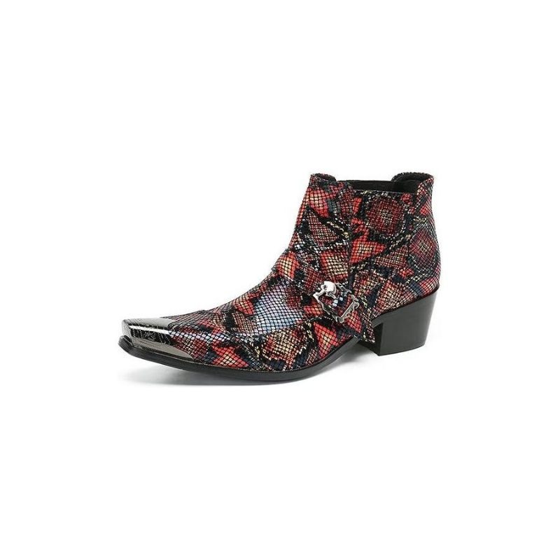 Botas Masculinas Tornozelo Couro Exótico Luxo - Multicolorido