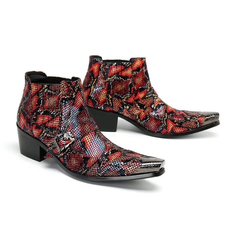 Botas Masculinas Tornozelo Couro Exótico Luxo - Multicolorido