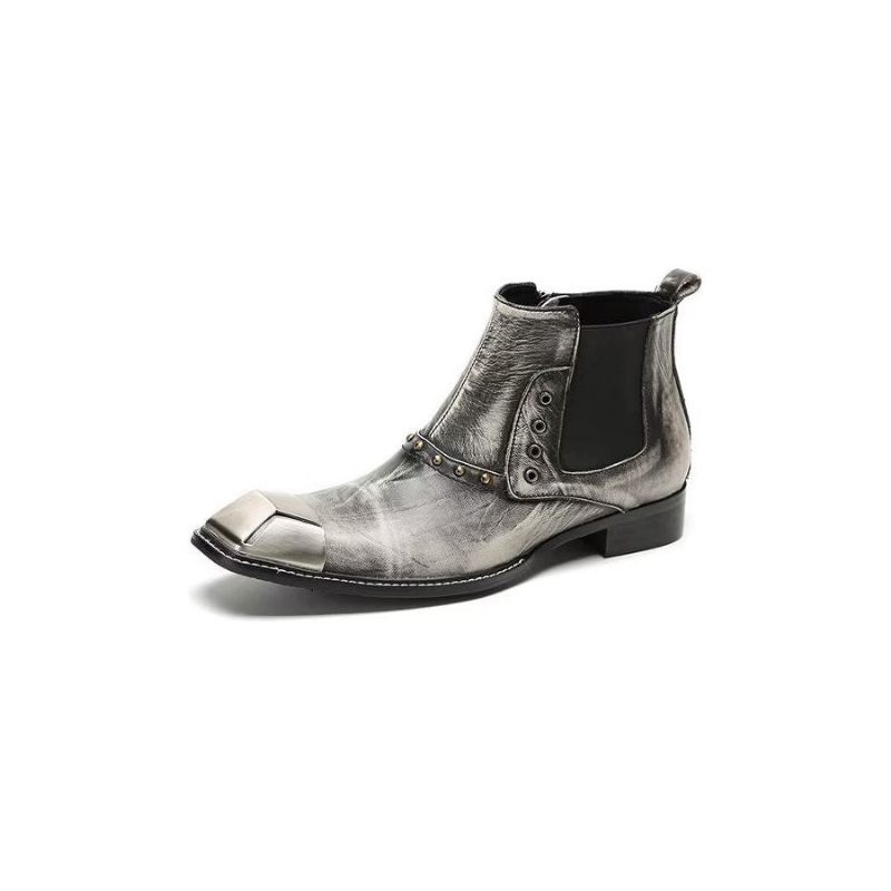 Botas Masculinas Tornozelo Couro Requintado - Cinza