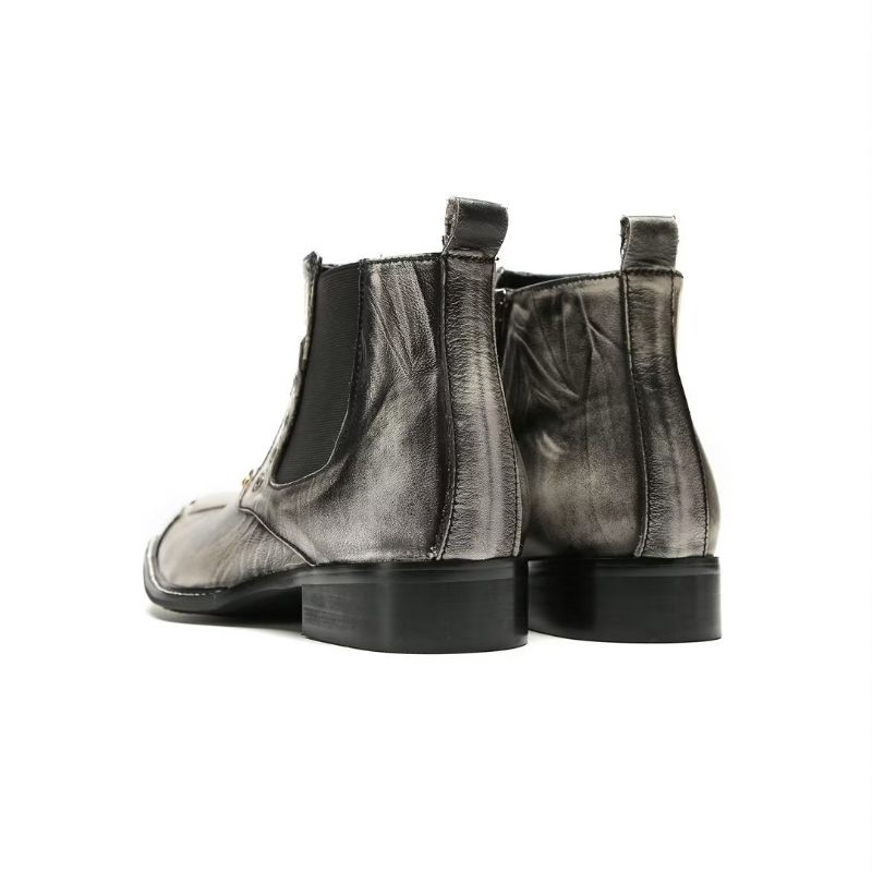 Botas Masculinas Tornozelo Couro Requintado - Cinza