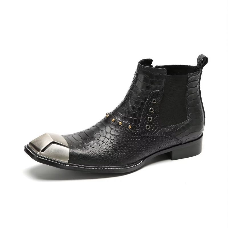 Botas Masculinas Tornozelo Couro Requintado - Preto