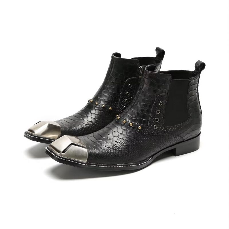 Botas Masculinas Tornozelo Couro Requintado - Preto