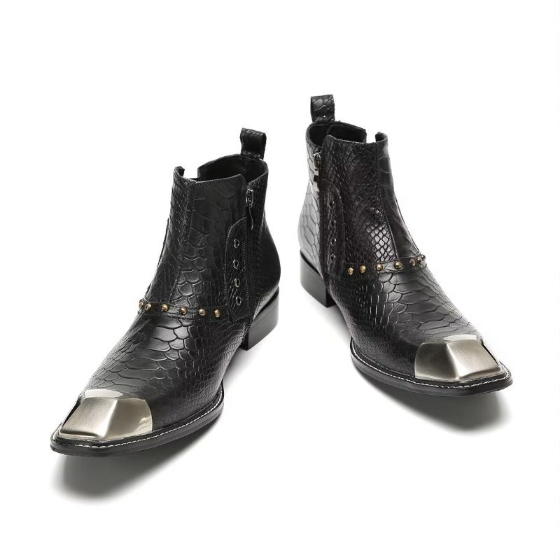 Botas Masculinas Tornozelo Couro Requintado - Preto