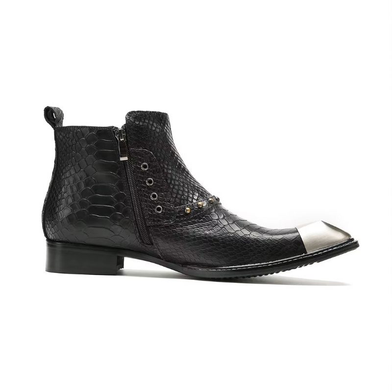 Botas Masculinas Tornozelo Couro Requintado - Preto