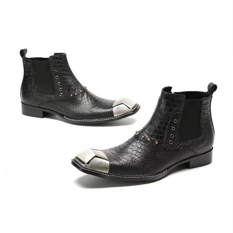 Botas Masculinas Tornozelo Couro Requintado - Preto