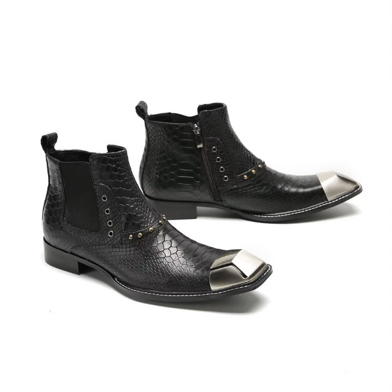 Botas Masculinas Tornozelo Couro Requintado - Preto